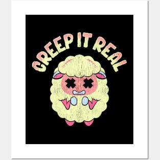 Cute & Funny Creep It Real Creepy Sheep Pun Posters and Art